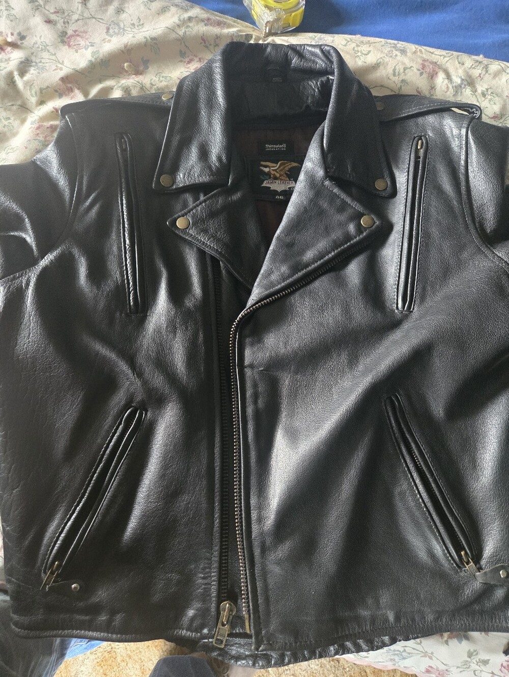 Classic Black Leather Biker Jacket - [Brand Unspecified]